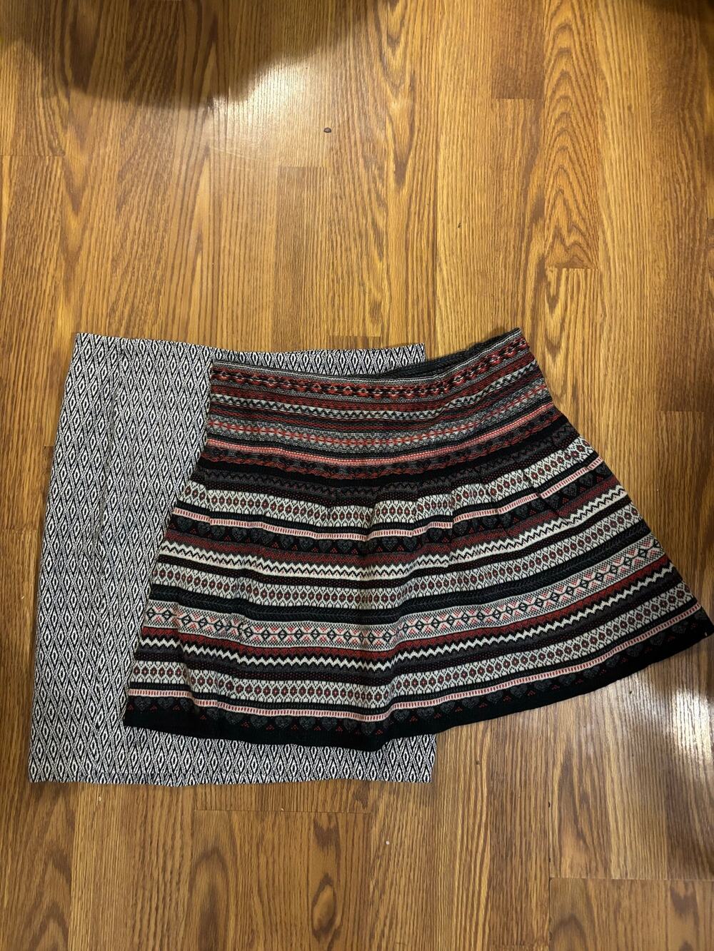 Bundle Red/ Black/ White Stripes Geometric Fall Preppy Mini/ Midi Skirts